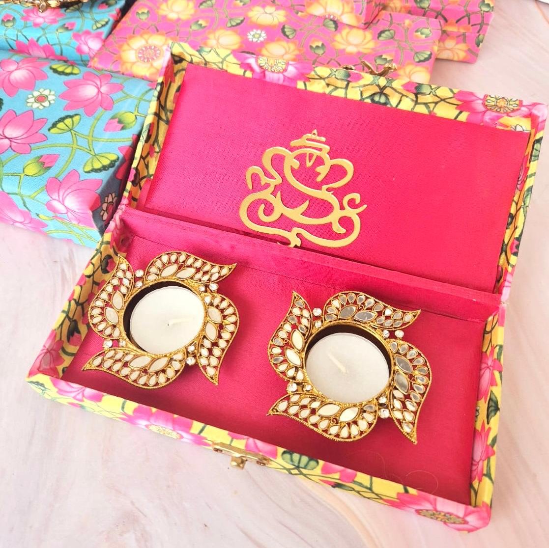 Stone Studded T Light gift Box