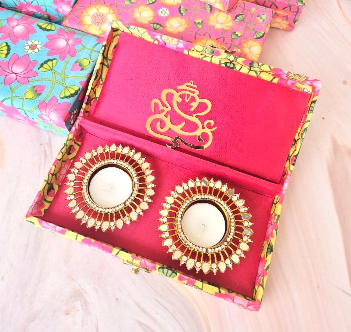 Stone Studded T Light gift Box