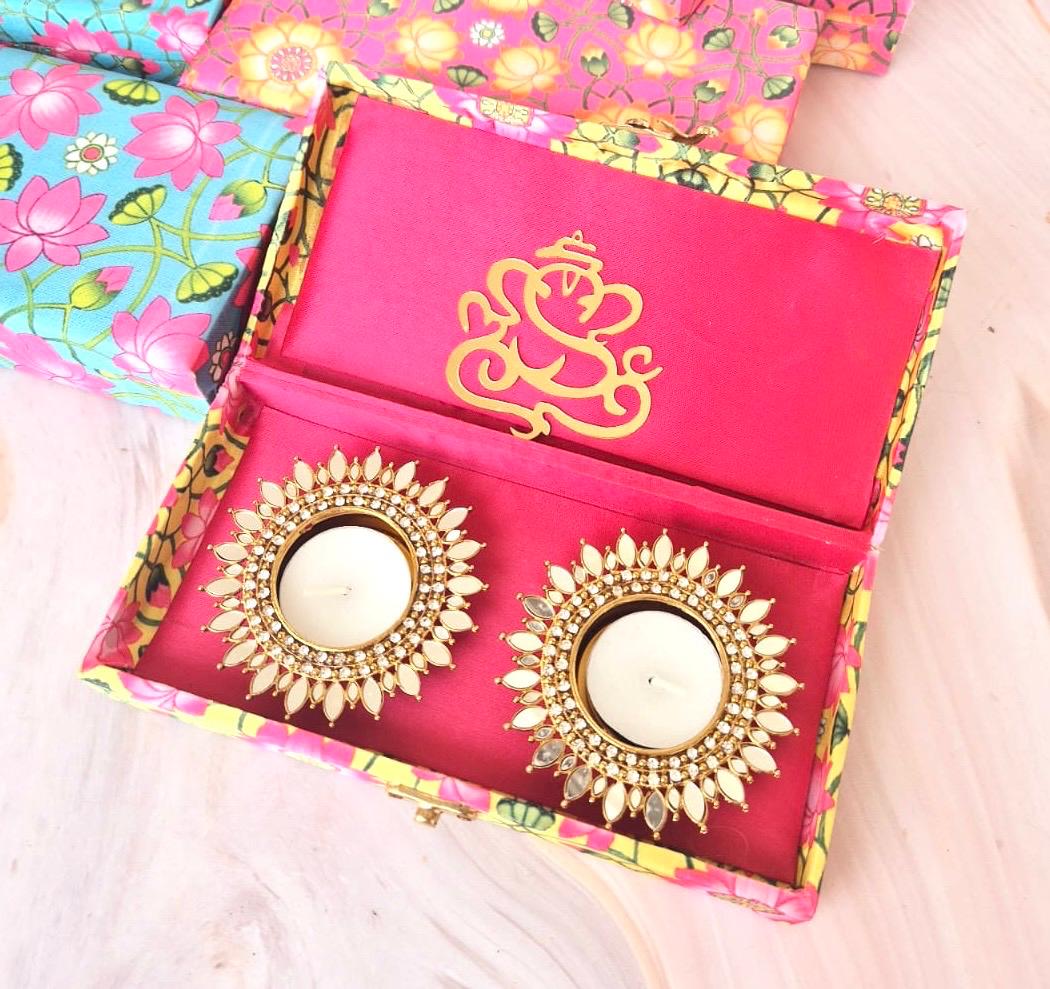 Stone Studded T Light gift Box
