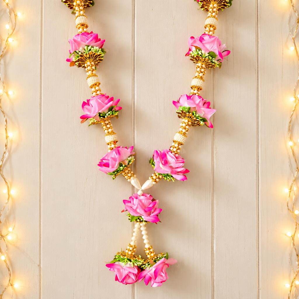 Rose Pearl Mala For Idols – Royal Entice