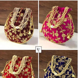 Velvet Embroidery Potli Bag pack of 10