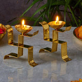 Brass Swastik Diya pair