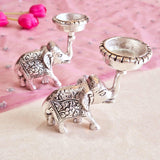 German Silver Elephant Tlight pair
