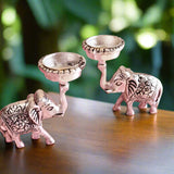 German Silver Elephant Tlight pair