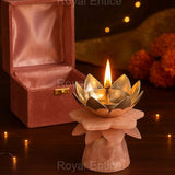 Lotus Silver Plated Diya Gift Box