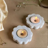 Marble t light Holder Pair