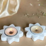 Marble t light Holder Pair