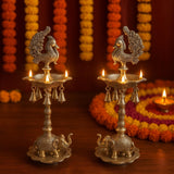 Mayur Silver Panchmukhi Diya Pair