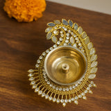 Exclusive Mirror Work Brass Diya Pair