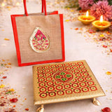 Pooja Chowki with Jute bag