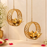 Lotus T light Hanging pair