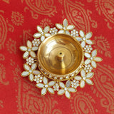 Exclusive Mirror Work Brass Diya Pair