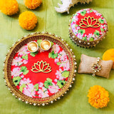 Lotus theme Rakhi gift set