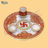 Elegant Marble Pooja Thali