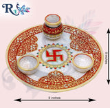 Elegant Marble Pooja Thali