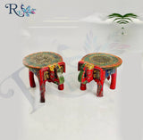 Handcrafted Wooden Elephant Table