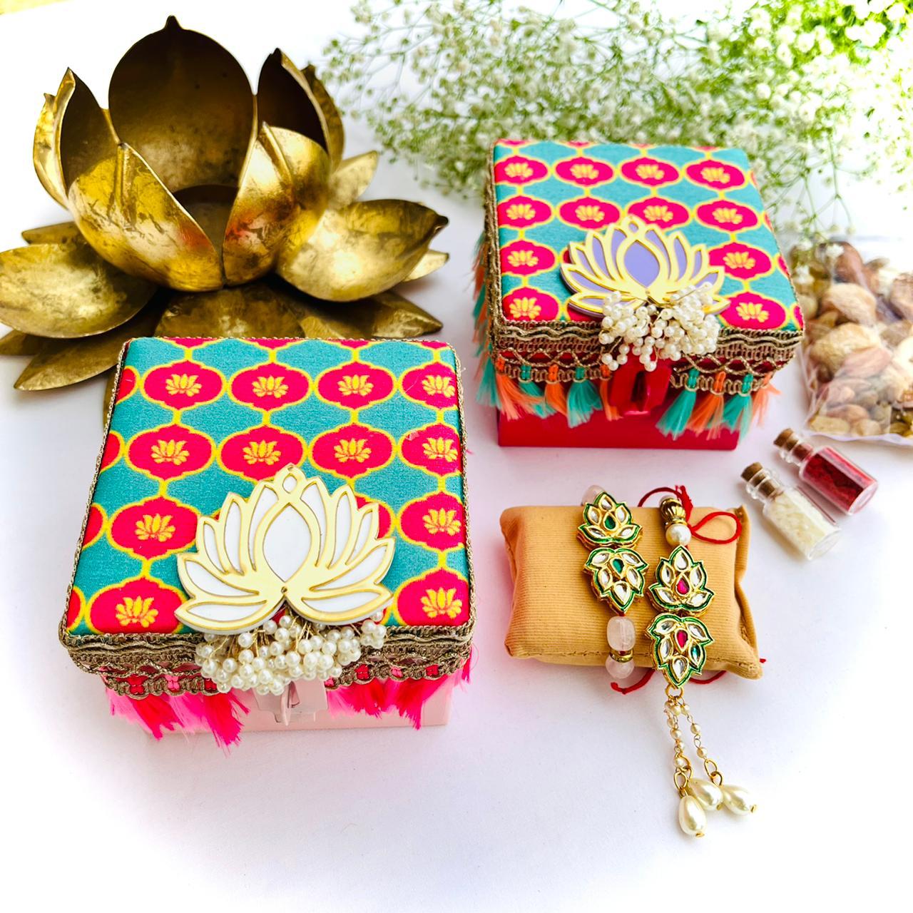 Dazzling Kundan Rakhi Gift box