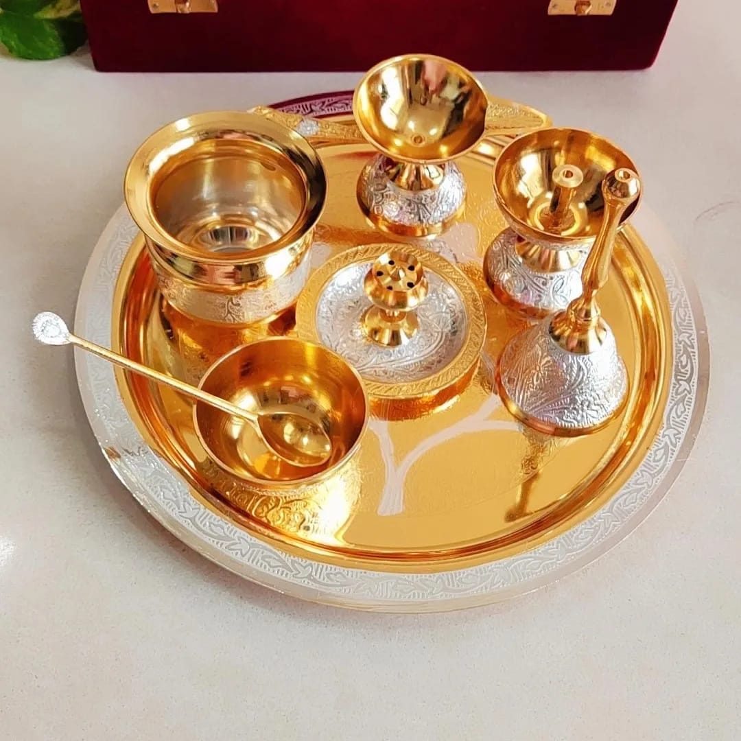 Traditional Brass Puja Thali Set – Royal Entice